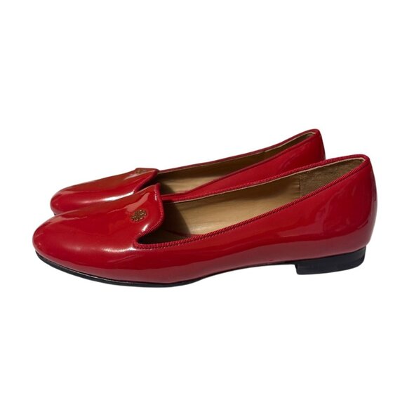 Tory Burch Red Patent Leather Loafers Size 6.5 - Picture 1 of 8